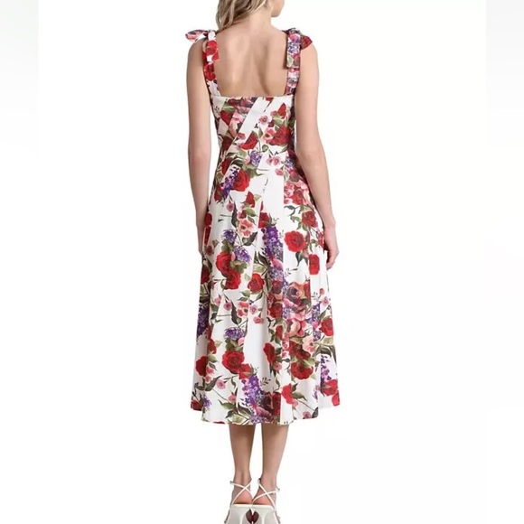 NWT Linen Avec Les Filles Bias Cut Insert Floral Fit & Flare Dress Portofino 14 - Picture 4 of 16